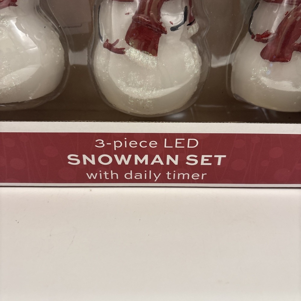 Order Home Collection~3 pcs LED Snowman Set w/Daily Timer~NIB - Picture 3 of 5